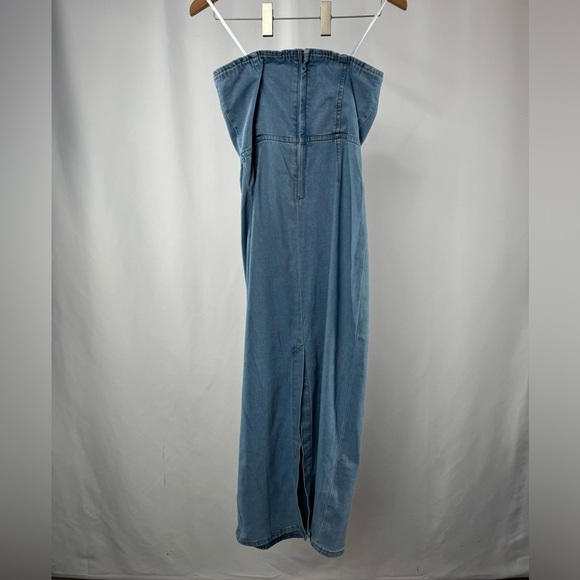 NWT Torn by Ronny Kobo Renee Strapless Denim Midi Dress in Medium Blue Small - Picture 5 of 10